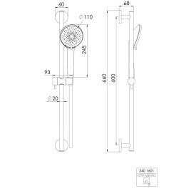 Steinberg 340 - Set de pommeau de douche, barre et flexible, 3 jets, or brossé 340 1601 BG