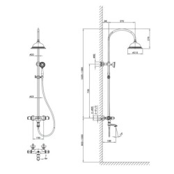 Sapho Kirké - Set de douche 210 avec thermostat de baignoire, chrome KI39C