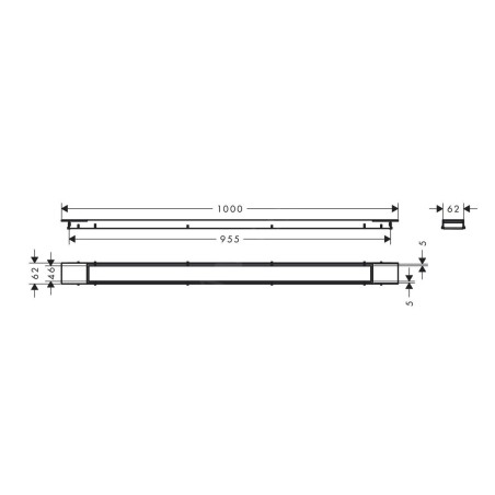Hansgrohe RainDrain Match Plus - Caniveau de douche 100 cm, avec grille, acier inoxydable brossé 56217800