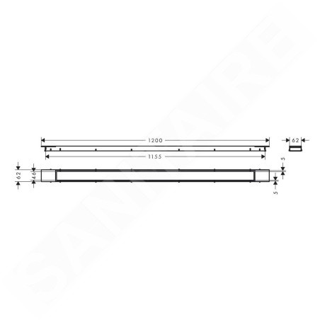 Hansgrohe RainDrain Match Plus - Caniveau de douche 120 cm, avec grille, acier inoxydable brossé 56218800