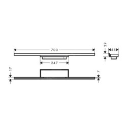Hansgrohe RainDrain Minimalistic - Caniveau de douche 70 cm, avec grille pour l'insertion de carreaux 56219000