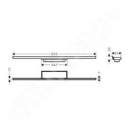 Hansgrohe RainDrain Minimalistic - Caniveau de douche 80 cm, avec grille pour l'insertion de carreaux 56220000