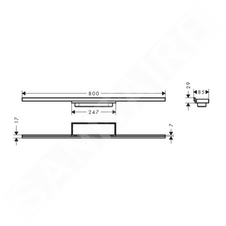 Hansgrohe RainDrain Minimalistic - Caniveau de douche 80 cm, avec grille pour l'insertion de carreaux 56220000