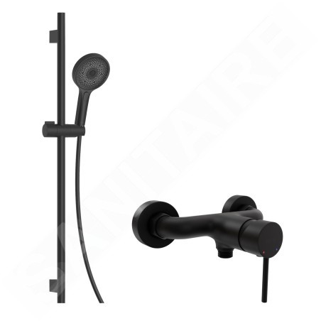 kielle Oudee - Set de douche avec mitigeur, colonne, flexible et tête de douche, noir mat 10202SN14