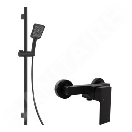 kielle Arkas I - Set de douche avec mitigeur, colonne, flexible et tête de douche, noir mat 10211SN14