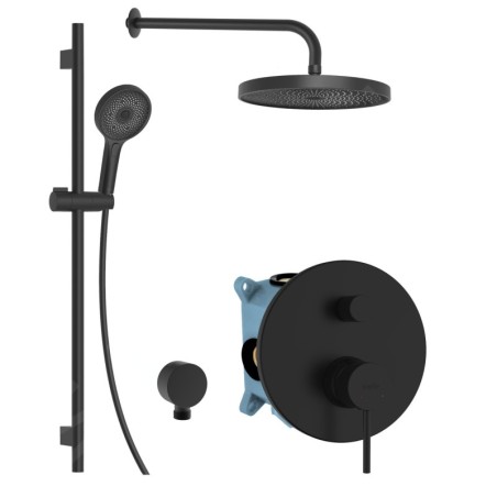 kielle Oudee - Set de douche avec mitigeur encastré, 2 sorties, avec accessoires et corps d’encastrement, noir mat 20602SP14