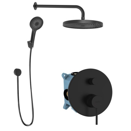 kielle Oudee - Set de douche avec mitigeur encastré, 2 sorties, avec accessoires et corps d’encastrement, noir mat 20602SP24