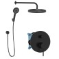 kielle Oudee - Set de douche avec mitigeur encastré, 2 sorties, avec accessoires et corps d’encastrement, noir mat 20602SP24