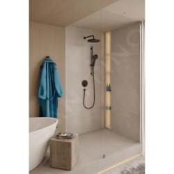 kielle Oudee - Set de douche avec mitigeur encastré, 2 sorties, avec accessoires et corps d’encastrement, noir mat 20602SPT14