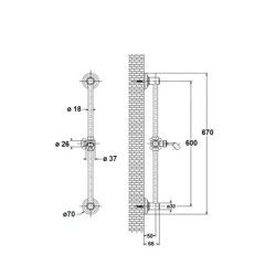 Sapho Reitano Rubinetteria Antea - Barre de douche avec support, 570 mm, chrome SAL0031