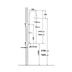 Sapho Antea - Colonne de douche avec thermostat encastré, 200 mm, chrome SET041