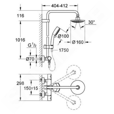 Grohe Tempesta Cosmopolitan - Colonne de douche, 160 mm, chrome 27922000