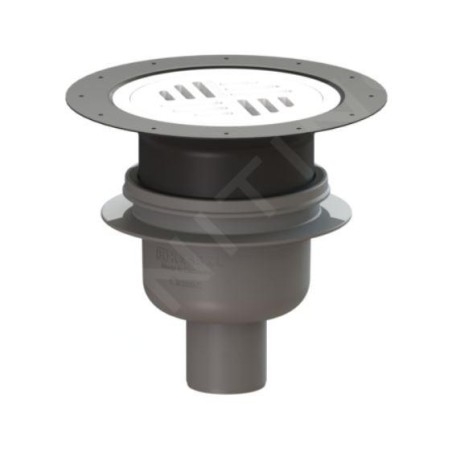 Kessel Siphons salle d'eau - Vidage de sol, avec grille, diamètre 20 cm, blanc/plastique 40250.30