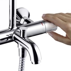 Hansgrohe Vernis Blend - Set de douche Showerpipe 200 avec thermostat de bain, EcoSmart, chrome 26079000