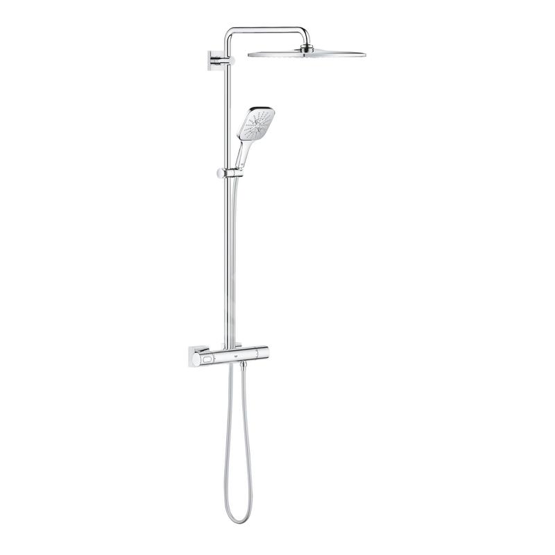 Grohe Rainshower SmartActive Cube - Colonne de douche 310 avec mitigeur thermostatique, 9,5 l/min, 3 jets, chrome 26652000