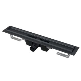Alcadrain Douchegoten - Caniveau de douche 850 mm, avec rebord pour grille perforée, noir mat APZ1BLACK-850