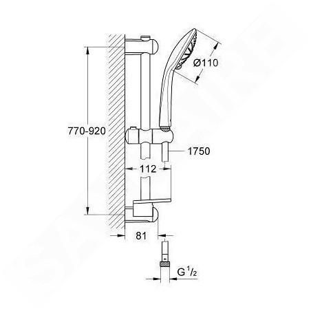 Grohe Euphoria - Set douche de tête Massage 110, barre et flexible, 3 jets, graphite foncé brossé 27226AL1