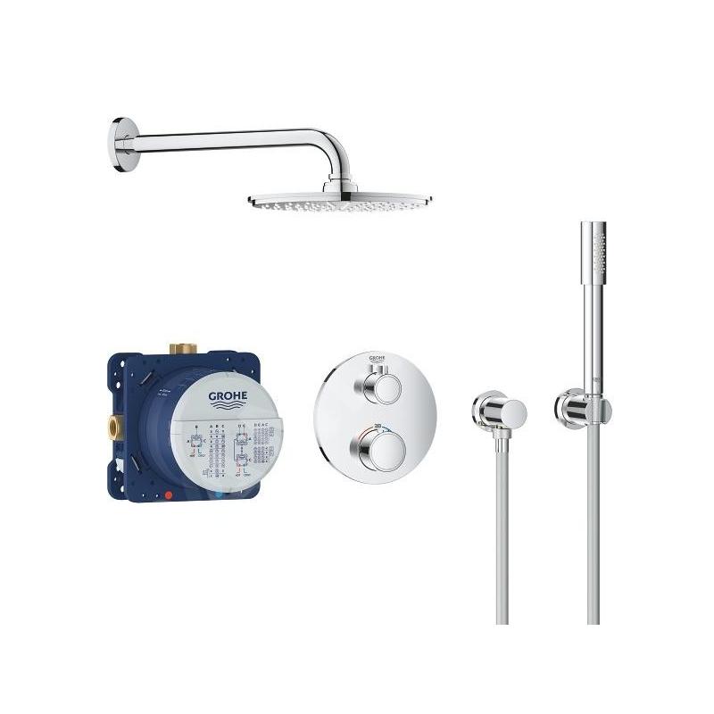 Grohe Grohtherm - Set de douche Rainshower Cosmopolitan 210 avec robinet de douche thermostatique encastré, chrom 34732000 Grohe Grohtherm - Set de douche Rainshower Cosmopolitan 210 avec robinet de douche thermostatique encastré, chrom 34732000