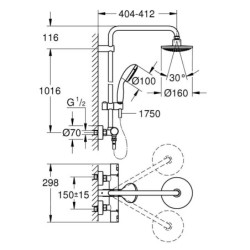 Grohe Vitalio Start - Set de douche 160 avec thermostat, 2 jets, chrome 27960000