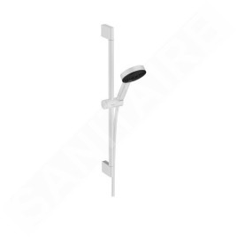 Hansgrohe Pulsify Select - Set de pommeau de douche, 3 jets, EcoSmart, barre de 669 mm et flexible, blanc mat 24161700
