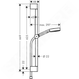 Hansgrohe Pulsify Select - Set de pommeau de douche, 3 jets, EcoSmart, barre de 669 mm et flexible, blanc mat 24161700