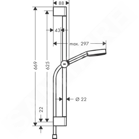 Hansgrohe Pulsify Select - Set de pommeau de douche, 3 jets, EcoSmart, barre de 669 mm et flexible, blanc mat 24161700