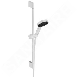 Hansgrohe Pulsify Select - Set de pommeau de douche, 3 jets, EcoSmart, barre de 669 mm et flexible, blanc mat 24161700