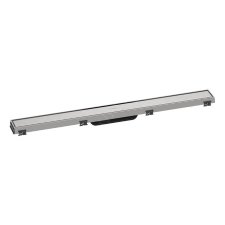 Hansgrohe RainDrain Match - Caniveau de douche linéaire avec grille en inox 800, avec cadre réglable en hauteur, inox brossé
