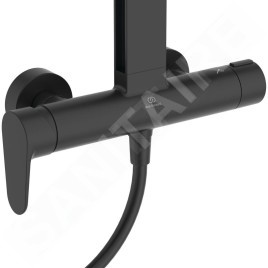 Ideal Standard ALU+ - Set de douche avec mitigeur, diamètre 26 cm, 2 jets, noir soyeux BD584XG