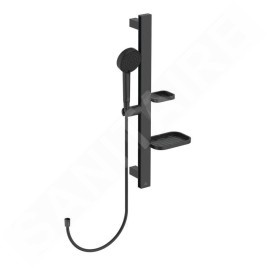 Ideal Standard ALU+ - Set de pommeau de douche, barre et flexible, 2 jets, noir soyeux BD586XG