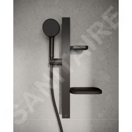 Ideal Standard ALU+ - Set de pommeau de douche, barre et flexible, 2 jets, noir soyeux BD586XG