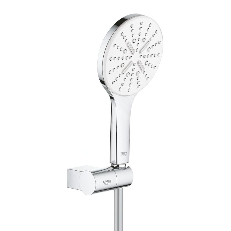 Grohe Rainshower SmartActive - Set de douche de tête 130 9,5 l/min, 3 jets, support et flexible, blanc lunaire 26580LS0