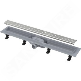Alcadrain Douchegoten - Caniveau de douche Simple 750 mm, avec bord pour grille perforée, grille incluse, inox mat APZ9-750M