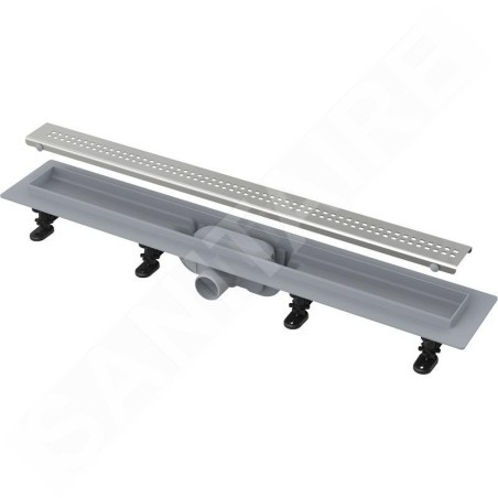 Alcadrain Douchegoten - Caniveau de douche Simple 750 mm, avec bord pour grille perforée, grille incluse, inox mat APZ9-750M