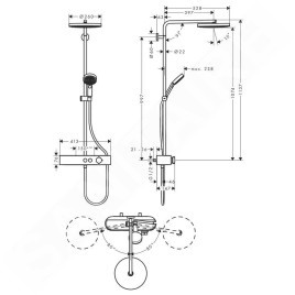 Hansgrohe Pulsify S - Set de douche avec thermostat, diamètre 26 cm, 3 jets, EcoSmart, bronze brossé 24221140