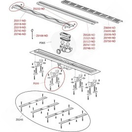 Alcadrain Douchegoten - Caniveau de douche Simple 750 mm, avec bord pour grille perforée, grille incluse, inox mat APZ9-750M