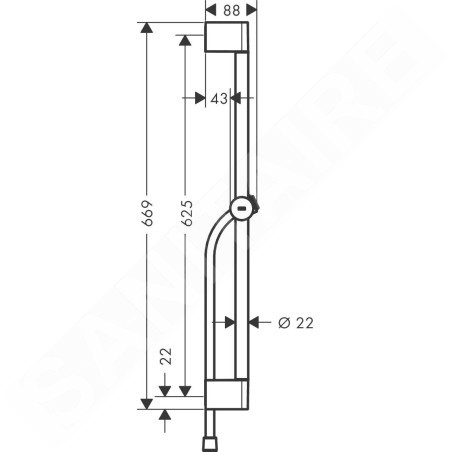 Hansgrohe Unica - Barre de douche 67 mm, avec flexible, noir mat 24400670