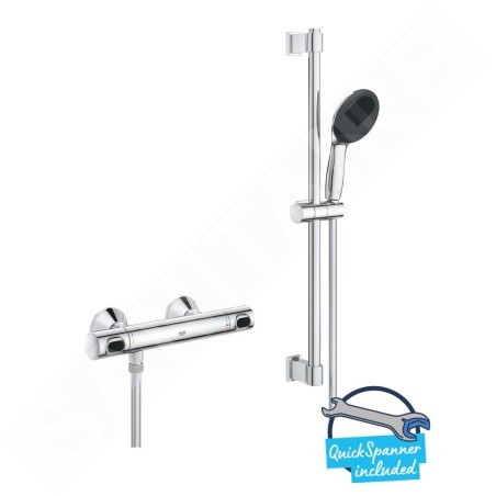 Grohe Precision Flow - Set de douche avec mitigeur thermostatique, chrome 34800001