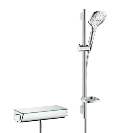 Hansgrohe Raindance Select E - Set de douche 120 avec thermostat Ecostat Select, 3 jets, blanc/ chrome 27038400