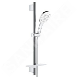 Grohe Rainshower SmartActive - Set de douche de tête 130 9,5 l/min, 3 jets, barre 600 mm et flexible, blanc lunaire 26577LS0
