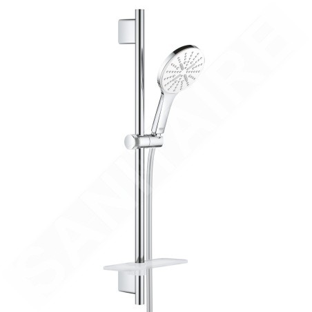Grohe Rainshower SmartActive - Set de douche de tête 130 9,5 l/min, 3 jets, barre 600 mm et flexible, blanc lunaire 26577LS0
