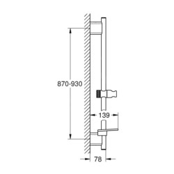 Grohe Rainshower SmartActive - Barre de douche avec tablette, 900 mm, Hard Graphite brossé 26603AL0