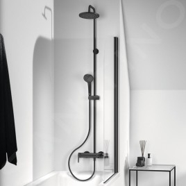 Ideal Standard Cerafine O - Set de douche avec mitigeur de baignoire, diamètre 200 mm, 1 jet, noir BC749XG