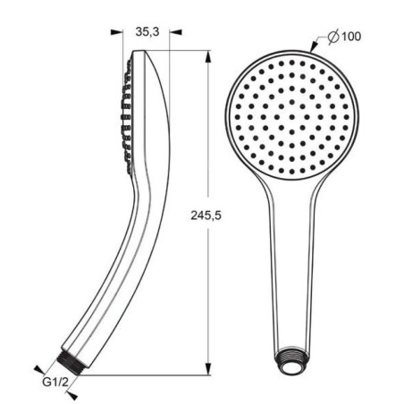 Ideal Standard Idealrain - Douchette à main 100 mm, 1 jet, noir B9402XG