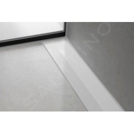 Hansgrohe RainDrain Flex - Caniveau de douche linéaire avec grille en inox 1200, installation contre le mur, découpable, blanc