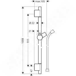 Hansgrohe Unica'S - Barre de douche 900 mm avec flexible, noir chromé brossé 28631340