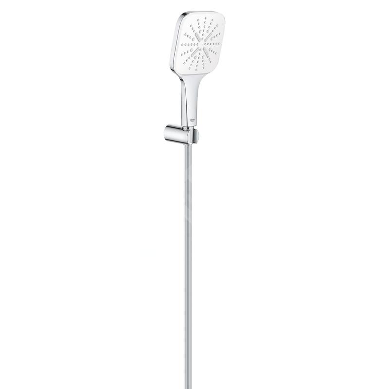 Grohe Rainshower SmartActive Cube - Set de douche de tête 130 9,5 l/min, 3 jets, support et flexible, blanc lunaire 26589LS0