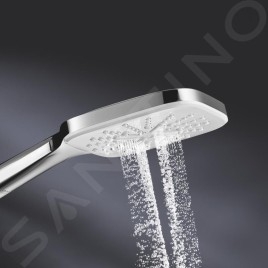 Grohe Rainshower SmartActive Cube - Set de douche de tête 130 9,5 l/min, 3 jets, support et flexible, blanc lunaire 26589LS0