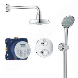 Grohe Grohtherm - Set de douche Rainshower Cosmopolitan 160 avec robinet de douche thermostatique encastré, chrom 34735000