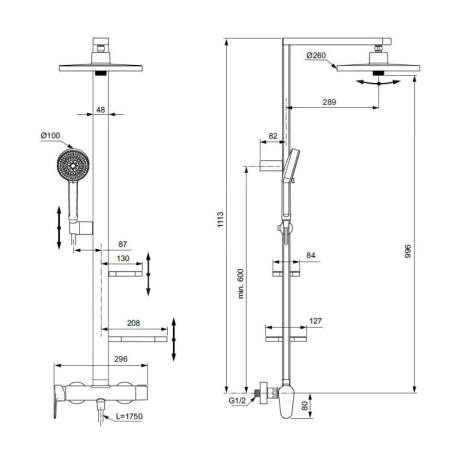 Ideal Standard ALU+ - Set de douche avec mitigeur, diamètre 26 cm, 2 jets, rosé BD584RO